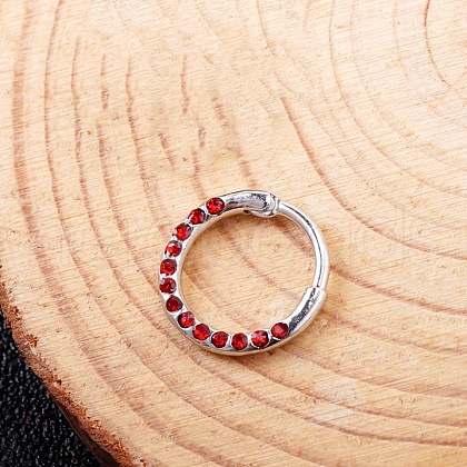 316L Stainless Steel Micro Pave Cubic Zirconia Hoop Nose Rings WG352E4-11-1