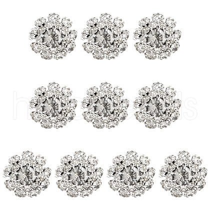 10Pcs 1-Hole Alloy Rhinestone Shank Buttons BUTT-FG0001-28B-1
