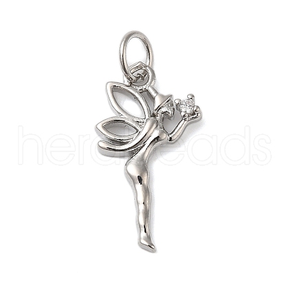 Rack Plating Brass & Clear Cubic Zirconia Pendants KK-S372-12P-1