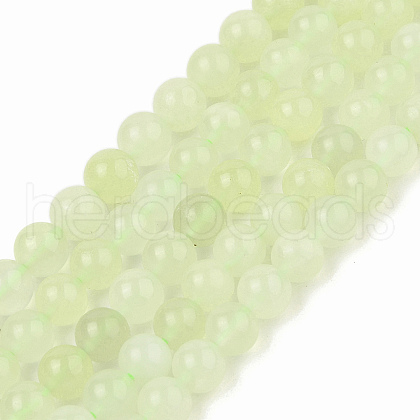 Natural New Jade Stone Round Bead Strands G-O039-16-8mm-A-1