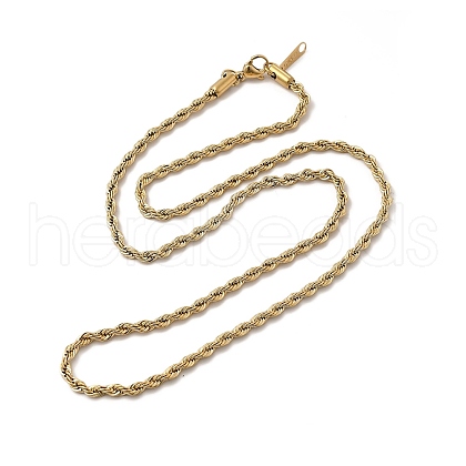 Ion Plating(IP) 304 Stainless Steel Rope Chain Necklace for Women NJEW-G097-12G-1