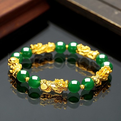 Glass Round Bead Stretch Bracelets WG0941C-03-1