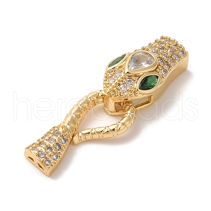 Snake Brass Micro Pave Cubic Zirconia S Hook Clasps KK-A227-06G-1