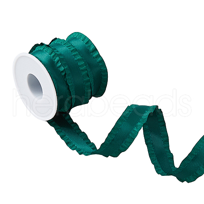 FIBLOOM 10 Yards Polyester Pleated Edged Ribbon for Clothing Decoration DIY-FI0001-13G-1