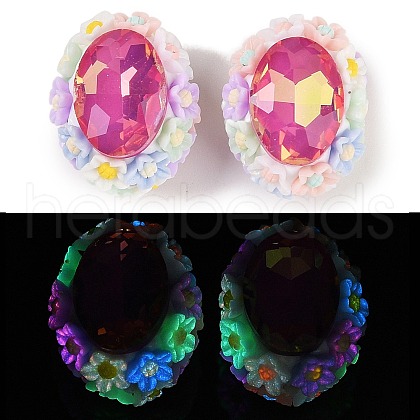 Handmade Luminous Polymer Clay Rhinestone Beads CLAY-H003-05E-1