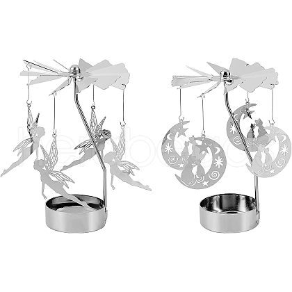 Iron Rotating Tealight Candle Holder AJEW-FG0001-19P-1