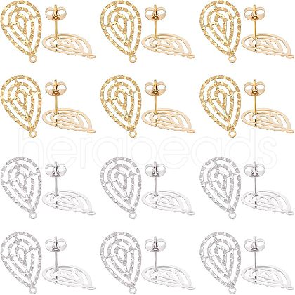 Unicraftale 24Pcs 2 Colors 304 Stainless Steel Stud Earring Findings STAS-UN0037-29-1