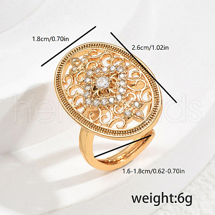 Brass Micro Pave Cubic Zirconia Hollow Geometric Adjustable Finger Rings EG4764-1-1