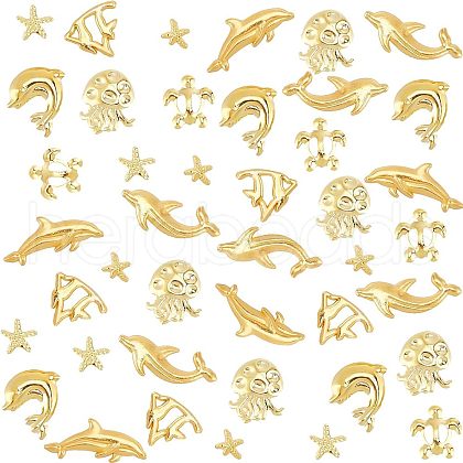 Olycraft 120Pcs 8 Style Alloy Cabochons MRMJ-OC0002-73-1