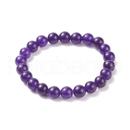 Natural Jade Beaded Stretch Bracelet BJEW-P213-04-8mm-1