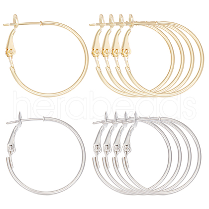 Beebeecraft 24Pcs 2 Colors Brass Hoop Earring Findings FIND-BBC0003-24-1