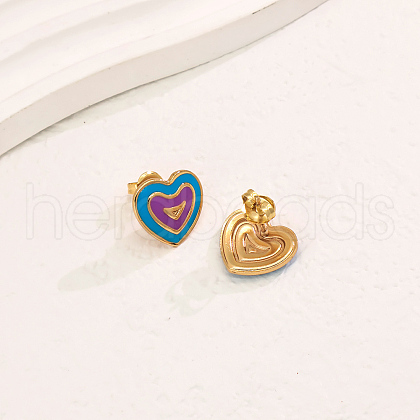 Stainless Steel Heart Stud Earrings MW0327-1-1