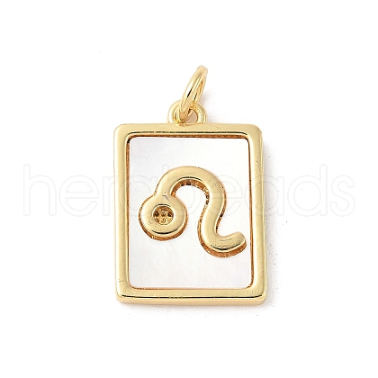Brass Pave Natural White Shell Pendants KK-S522-09G-B-1
