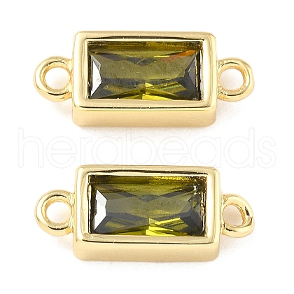 Brass Pave Glass Rectangle Connector Charms KK-H002-06G-01-1