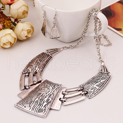Trapezoid Alloy Dangle Earrings & Necklaces Sets FS-WGAAEC0-02-1