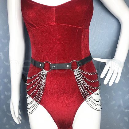 Punk Style Alloy Multi-Layer PU Leather Chain Belts for Women FS-WG2C119-02-1