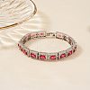 Elegant Brass Cubic Zirconia Rectangle Link Chain Bracelets for Women OJ6421-5-1