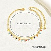 European Brass & Colorful Glass Seed Beaded Tassel Double Layer Anklets for Women LG5462-3