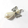 ABS Plastic & Acrylic Imitation Pearl Angel Pendants PALLOY-JF00550-A-1