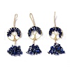 Wire Wrapped Chips Natural Lapis Lazuli Big Pendant Decorations HJEW-H057-03G-1