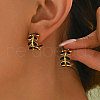Elegant Stainless Steel Leaf Stud Earrings WA6314-2-1