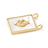 Brass Pave Natural White Shell Pendants KK-S522-02A-G-2