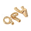 Brass Micro Pave Clear Cubic Zirconia Fold Over Clasps KK-A256-02G-2