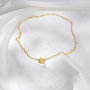 Minimalist Imitation Pearl Rice Pendant Stainless Steel PaPerclip Chain Necklaces for Everyday Women's Wear OX8079-2-1