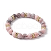 8.5mm Round Natural Pink Zebra Jasper Beaded Stretch Bracelets BJEW-JB10256-02-1