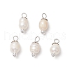 10Pcs 2 Colors Natural Cultured Freshwater Pearl Rice Pendants PALLOY-JF03919-2