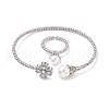 Heart Clover Brass Micro Pave Cubic Zirconia Cuff Bangles & Rings Sets for Women SJEW-R002-02P-02-4