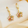 Elegant Brass Colorful Cubic Zirconia Flower Hoop Earrings WL8589-5