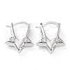 Clear Cubic Zirconia Star Hoop Earrings EJEW-Q024-01P-1