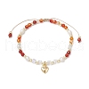 Natural Round Carnelian Beads Braided Beads Bracelets for Women BJEW-JB11658-01-2