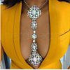 Alloy Crystal AB Rhinestone Flower Tassel Necklace Body Chains for Women FS-WG49A4F-01-1