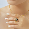 Fashionable Brass Pave Green & Clear Cubic Zirconia Leopard Head Pendant Necklaces IV6629-1