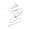 304 Stainless Steel Round Shell Pearl Pendant Lariat Necklaces for Women NJEW-U031-03P-2