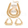 Simple Style Alloy Curb Chain Bracelets & Necklaces & Triangle Stud Earrings Sets for Women FS-WG4F616-01-5