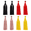FIBLOOM 4 Pairs 4 Colors Polyester Tassels Earrings with Seed Beaded EJEW-FI0002-96-1
