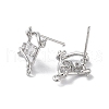 Brass Micro Pave Cubic Zirconia Stud Earring Findings KK-E107-13P-2