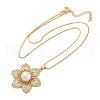 Brass Micro Pave Cubic Zirconia and Plastic Beads Necklaces NJEW-Q041-07G-2