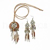 Woven Net/Web with Feather Alloy & Wood Necklaces & Earring Sets FS-WG8596C-01-3