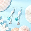 Shell Shape with Starfish Dangle Earrings EJEW-TA00640-1