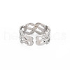 304 Stainless Steel Wave Wrap Open Cuff Ring for Women RJEW-S405-243P-2