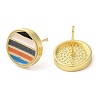 Rack Plating Brass Flat Round Stud Earrings with Enamel EJEW-D061-23G-2