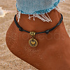 Adjustable Black Waxed Cord Anklets WGF8958-05-1