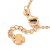 Ion Plating(IP) 304 Stainless Steel Clover Link Bracelet with Glass Beads Charms for Women STAS-E154-08G-4