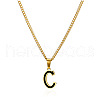 304 Stainless Steel Black Enamel Initial Pendant Twisted Chain Necklaces WG978E8-03-1