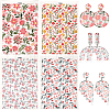 CRASPIRE 20 Sheets 4 Style Flower Pattern Ceramics Clay Water Transfer Paper DIY-CP0010-36B-1