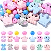 31Pcs 18 Styles Cartoon Animal Food Grade Eco-Friendly Silicone Beads SIL-YW0001-32-1